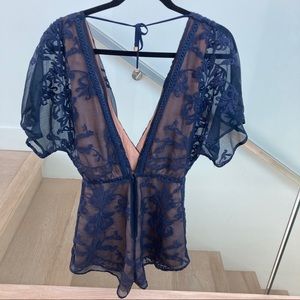 Winona Navy Blue Lace Jane Playsuit